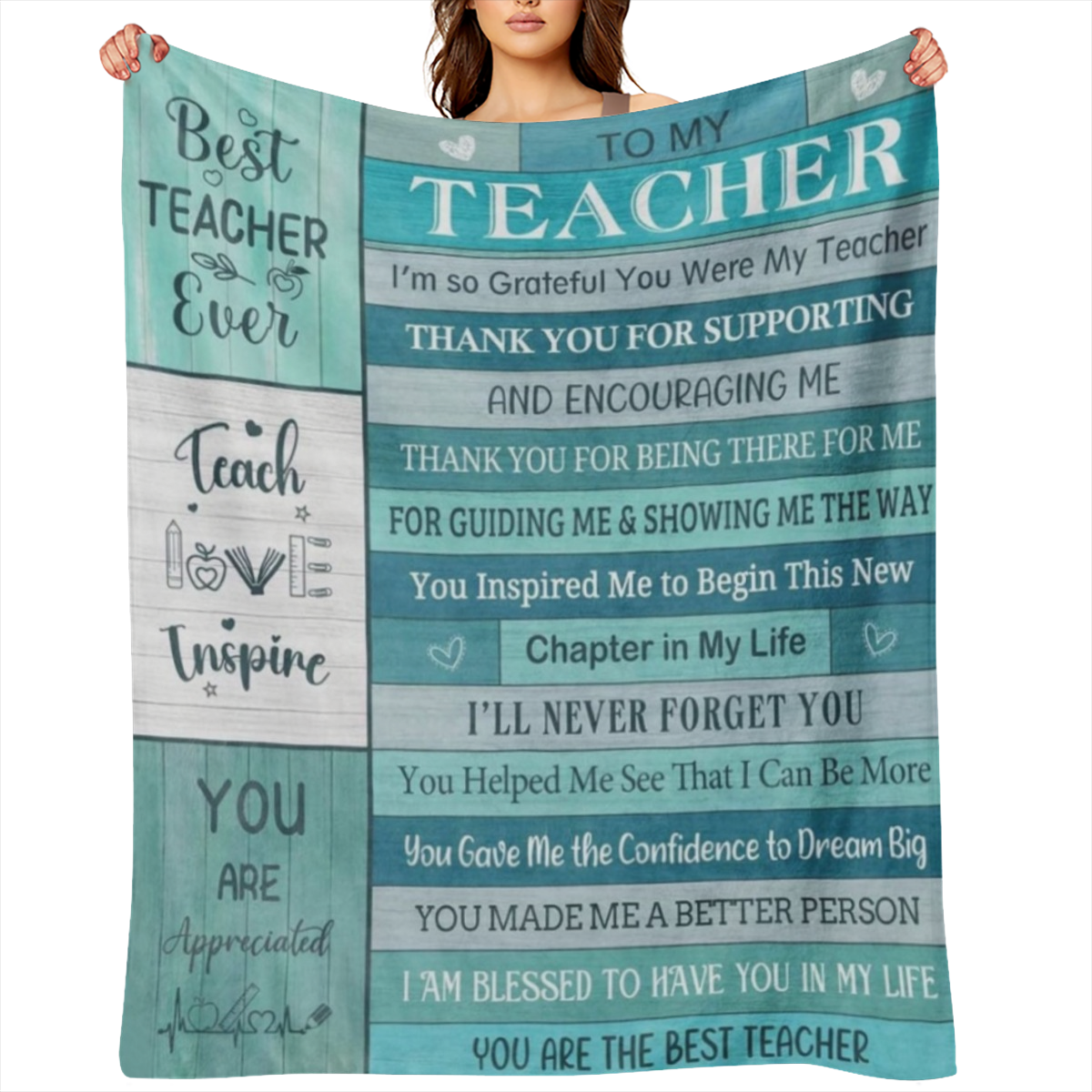 Cozy Flannel Teacher Appreciation Blanket - Perfect Gift for Women, Soft & Warm Throw for Couch, Bed, or Camping, Easy Care, High- Quality