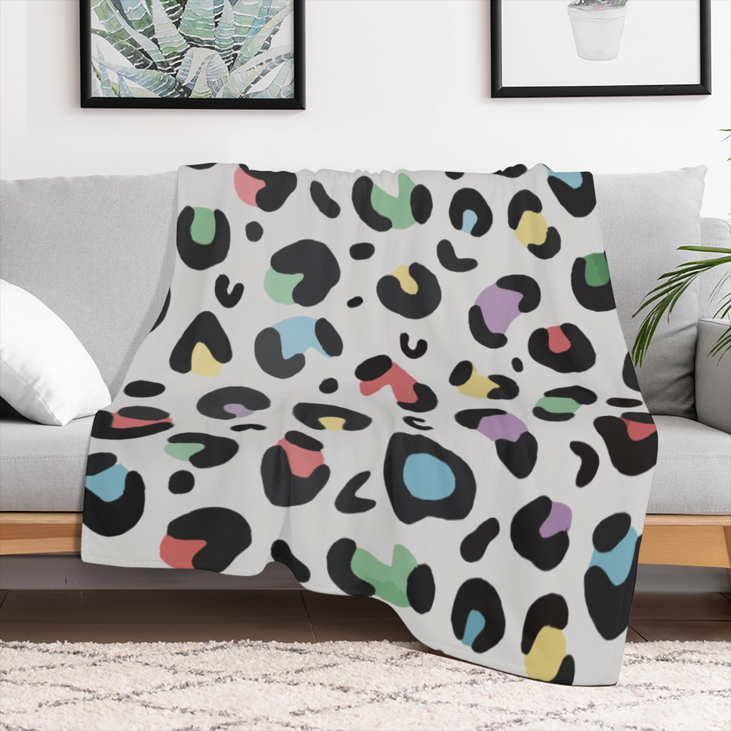 1 colorful leopard print flannel blanket soft, lightweight and warm, perfect for sofa, couch, bed or travel perfect gift for Valentine' s Day, Father' s Day, Mother' s Day and Easter