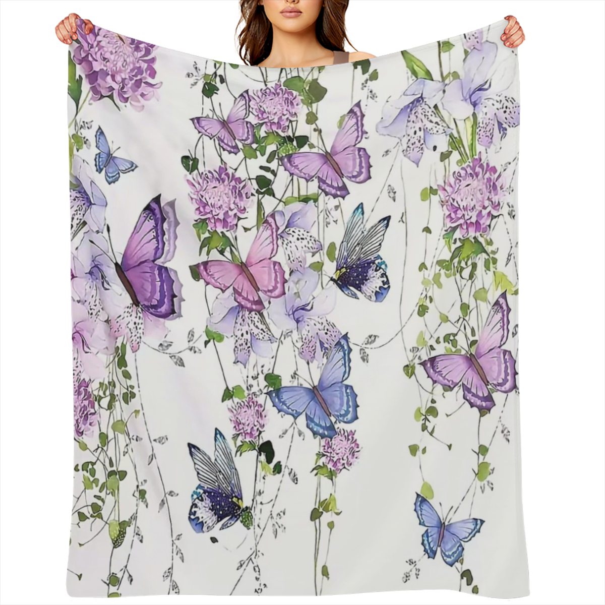 1 manta con estampado creativo de flores y mariposas, manta de estilo contemporneo, manta suave y cmoda, para sof cama de viaje, decoracin de oficina y hogar, manta para regalo de cumpleaos, para nios