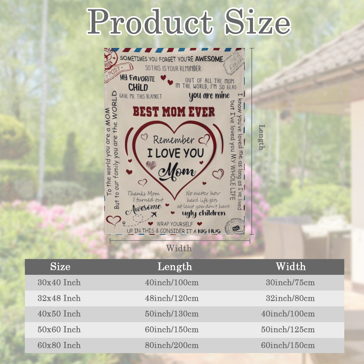 Best Mom Ever Blanket, Gifts for Mom, Mom Gifts for Christmas from Daughter Son, Gifts for Women for Anniversary, Birthday, Mother' s Day, I Love You Mom Letter Cozy Fleece Blanket 50x60, 280GSM CozyF