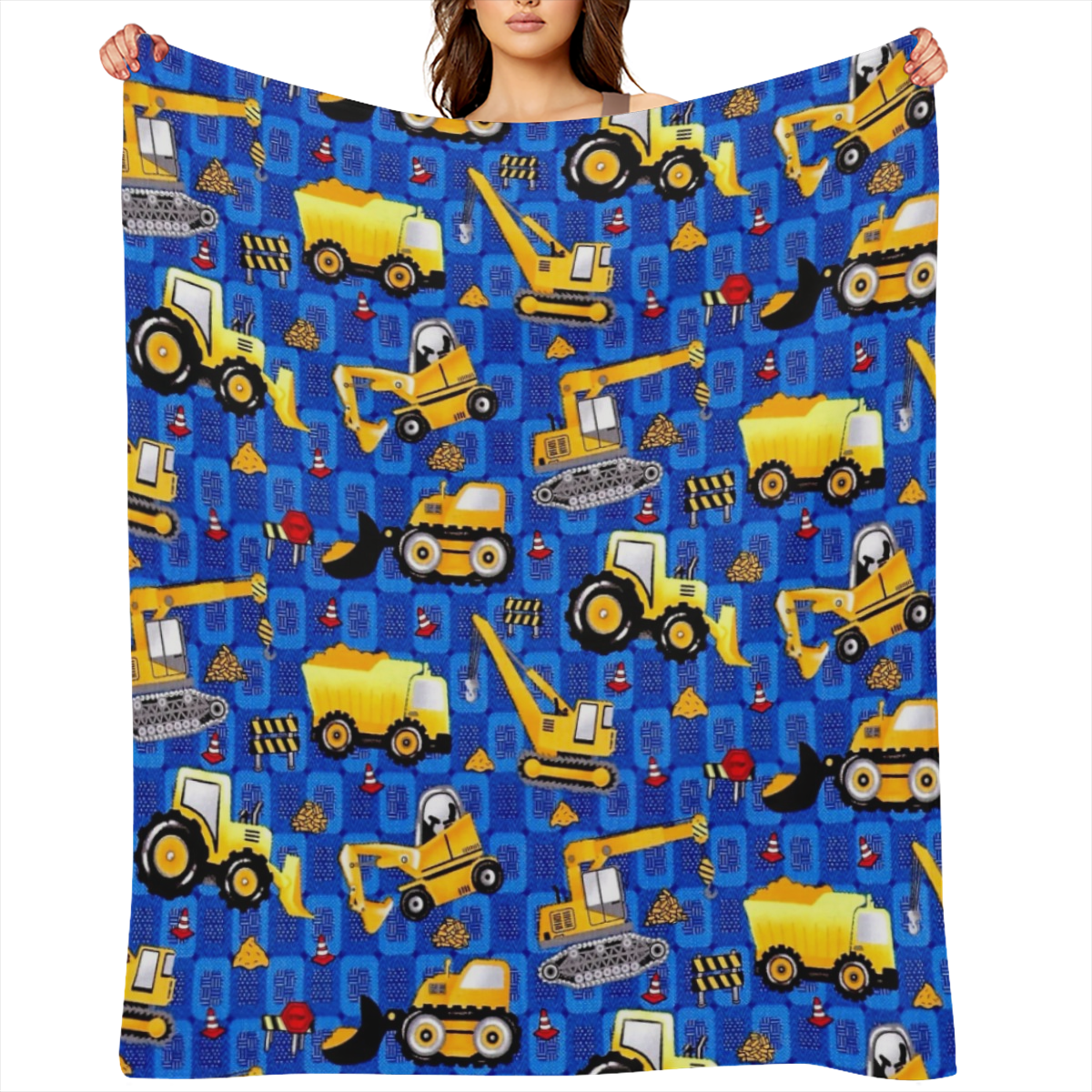 1 excavator printed flannel blanket, soft and comfortable nap blanket, for travel sofabed office home decor, birthday and holiday gift blanket, available year round