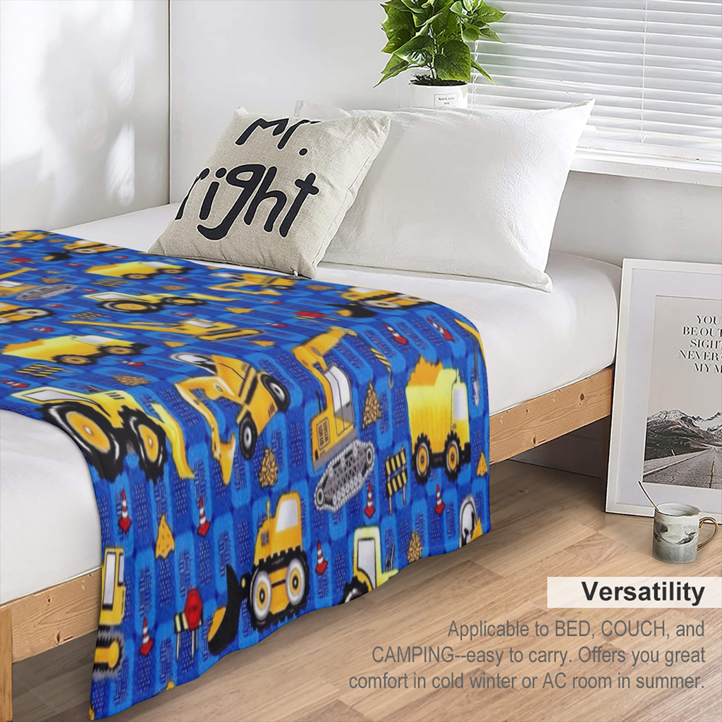 1 excavator printed flannel blanket, soft and comfortable nap blanket, for travel sofabed office home decor, birthday and holiday gift blanket, available year round