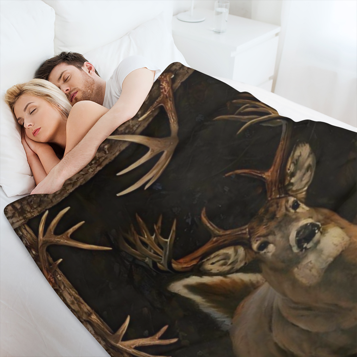 1 deer animal print blanket, flannel blanket, sofa office bed and travel blanket