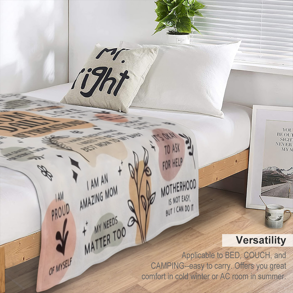 Contemporary Flannel Mom Blanket - 250- 300 gsm pro, fabric gifts for all seasons, motivational statements, New Mom care kits, ChristmasGender Disclosure gifts, for women and men moms