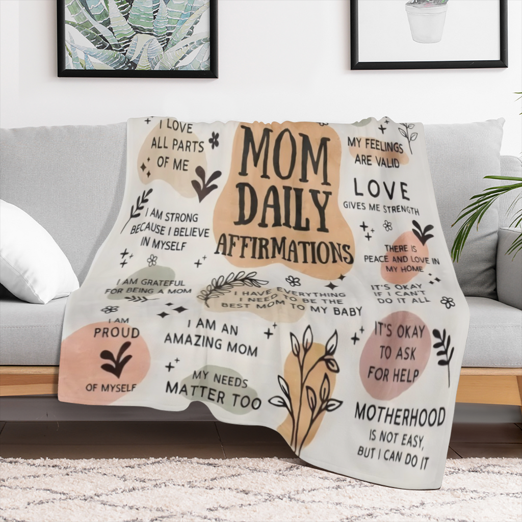Contemporary Flannel Mom Blanket - 250- 300 gsm pro, fabric gifts for all seasons, motivational statements, New Mom care kits, ChristmasGender Disclosure gifts, for women and men moms