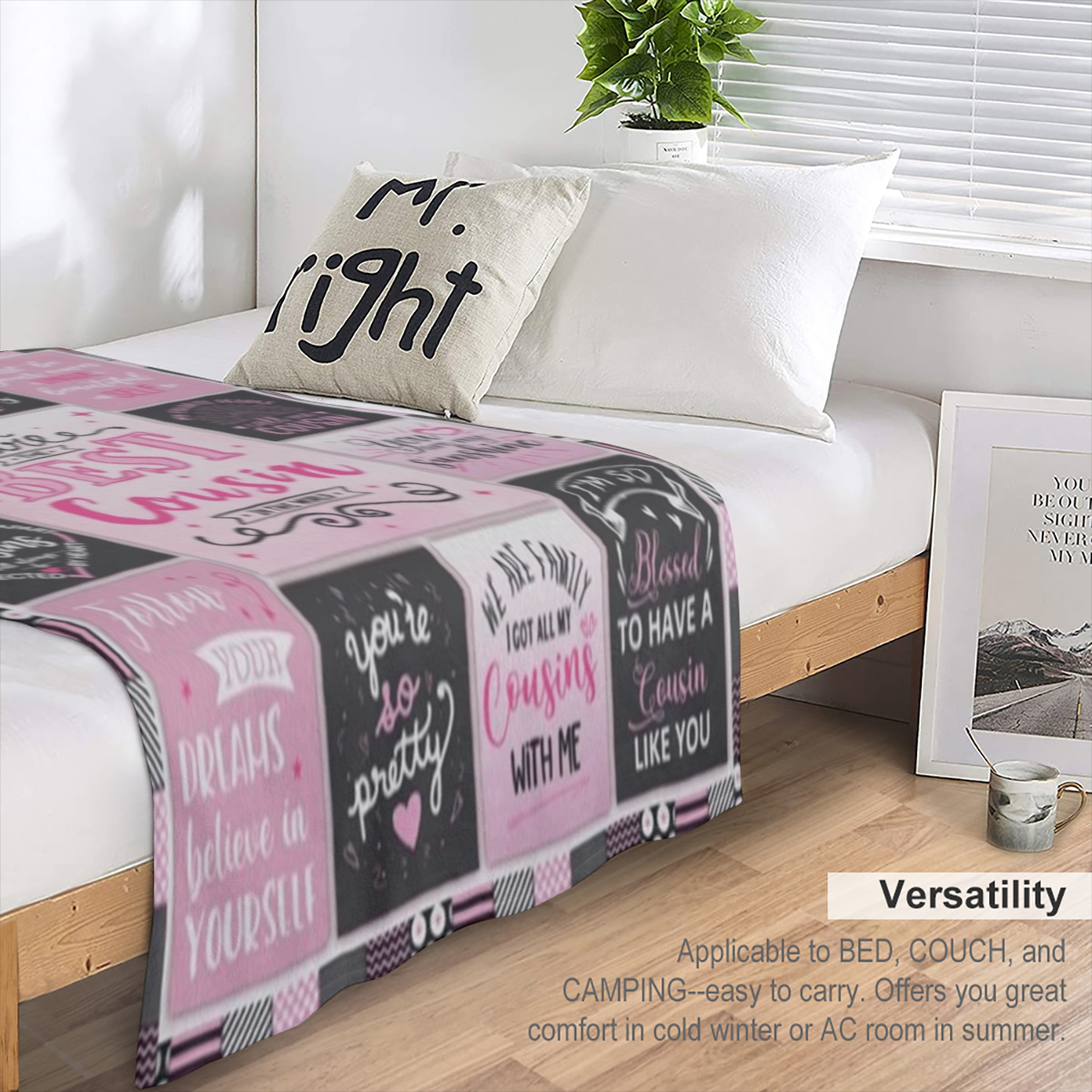 Cousin Gifts for Women, Gifts for Cousins Female Woman, Best Cousin Ever Gifts, Favorite Cousin Gifts for Girls, Cousin Birthday Gifts for Women Throw Blanket 60x50, 280GSM CozyFlannel MultiSizes, 4 S