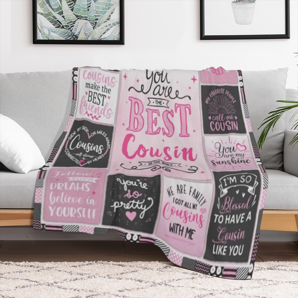 Cousin Gifts for Women, Gifts for Cousins Female Woman, Best Cousin Ever Gifts, Favorite Cousin Gifts for Girls, Cousin Birthday Gifts for Women Throw Blanket 60x50, 280GSM CozyFlannel MultiSizes, 4 S