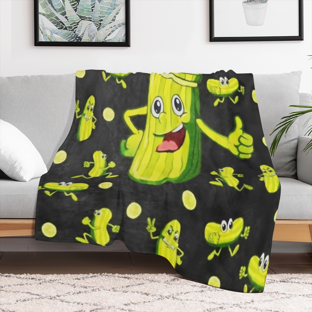 1 comfortable and soft flannel blanket, modern style digitally printed cucumber pattern, all- season, suitable for beds, sofas and chairs, is a unique gift for male and female food lovers, 200- 250 gr