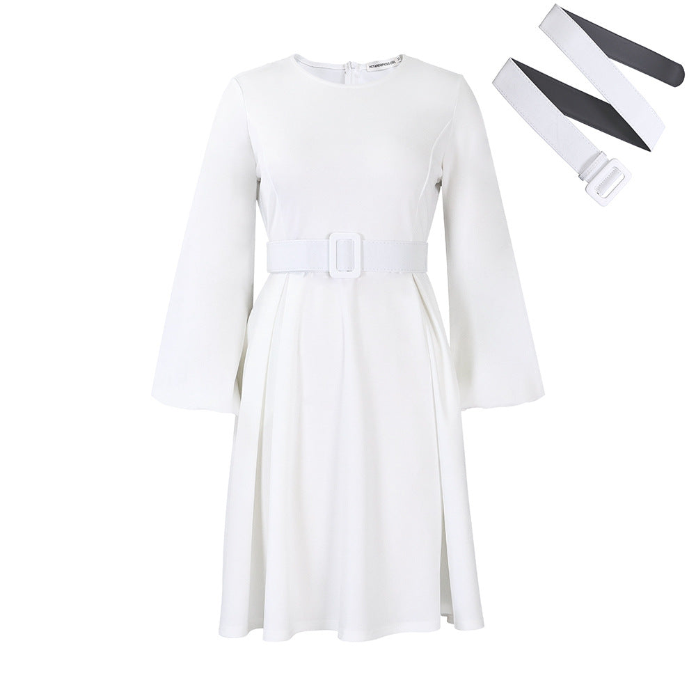 Women Dress Autumn and Winter Long Sleeve Elegant round Neck