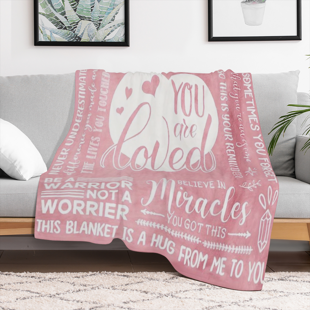 1pc Inspirational Soft Flannel Throw Blanket for Women - All Seasons Comfort, Post- Surgery Recovery & Breast Cancer Support, Twill Weave, Machine Washable, Multicolor Non- woven Material