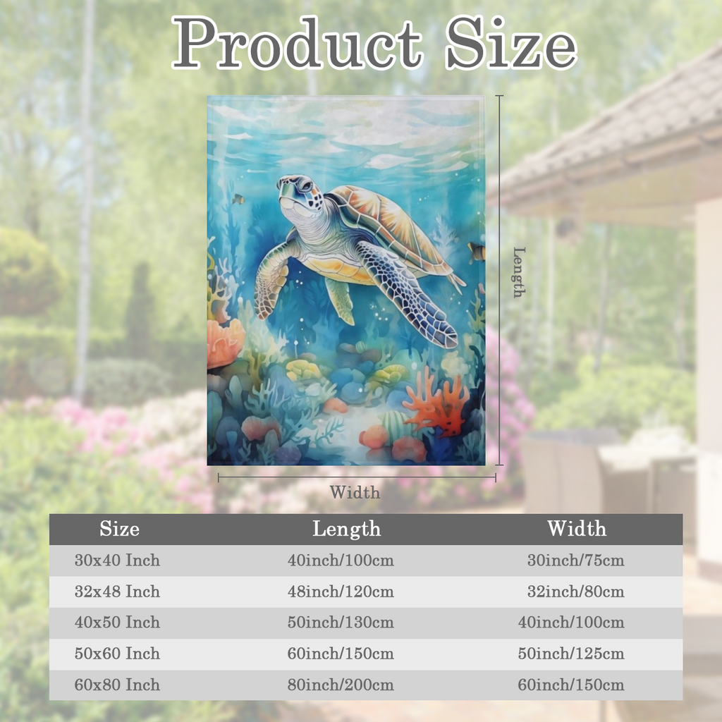 1pc Manta de Franela con Temática de Tortuga y Océano - Tela de Punto de Poliéster Suave y Plush para Todas las Estaciones, Ligera y Cómoda para Cama y Sofá, 250-300gsm, Estilo Contemporáneo, Re