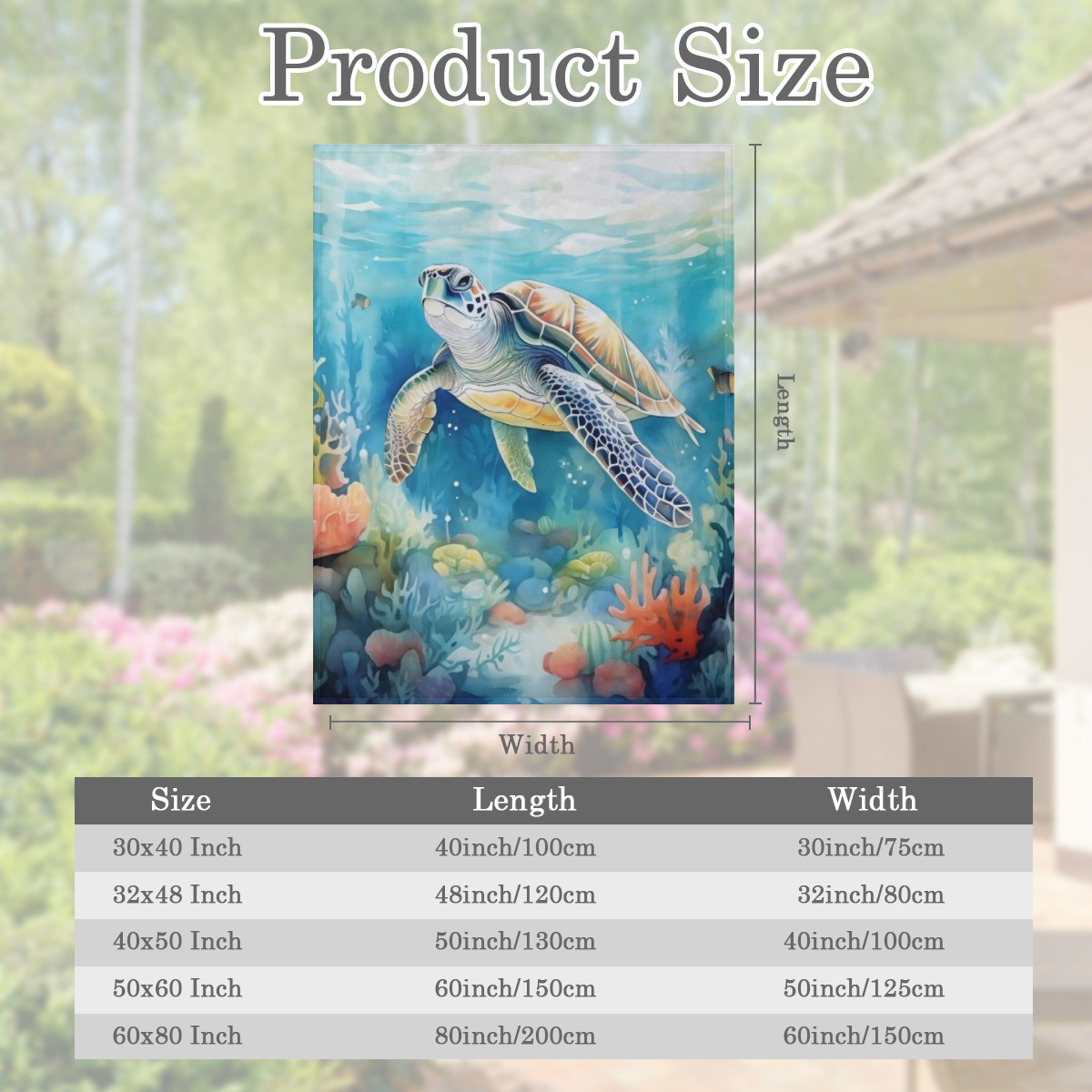 1pc Manta de Franela con Temática de Tortuga y Océano - Tela de Punto de Poliéster Suave y Plush para Todas las Estaciones, Ligera y Cómoda para Cama y Sofá, 250-300gsm, Estilo Contemporáneo, Re