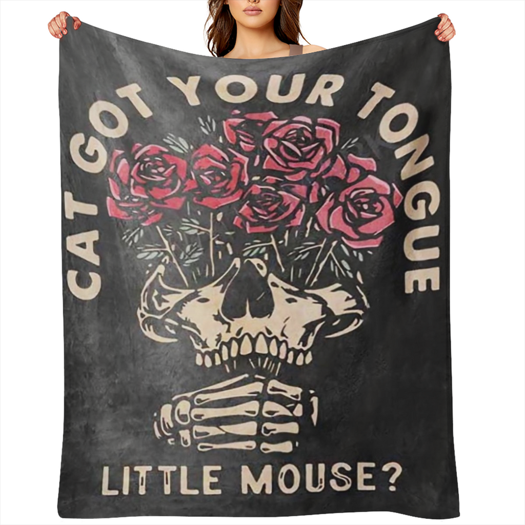 Haunting Adeline Retro Zade Book - Soft Flannel Blanket with Skull Roses Design Machine Washable All- Season Comfort Perfect for Sofa or Bed Gothic Style Blanket for Bed