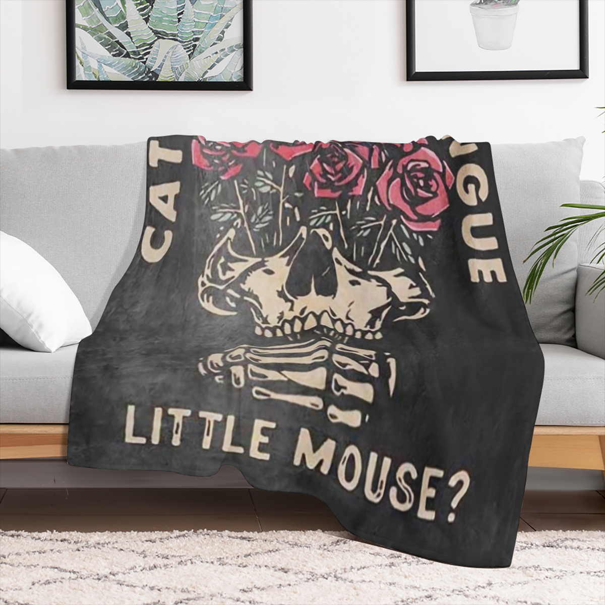 Haunting Adeline Retro Zade Book - Soft Flannel Blanket with Skull Roses Design Machine Washable All- Season Comfort Perfect for Sofa or Bed Gothic Style Blanket for Bed