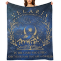 Velaris Night Court Starlight City Fleece Blanket Inspirational Book Lover Gift, Cozy Flannel with Celestial Mountain & Stars Design, Perfect for Christmas or Birthday, 280GSM, Available in Multiple S