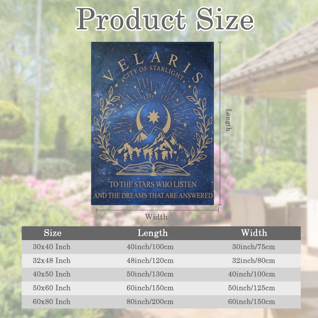 Velaris Night Court Starlight City Fleece Blanket Inspirational Book Lover Gift, Cozy Flannel with Celestial Mountain & Stars Design, Perfect for Christmas or Birthday, 280GSM, Available in Multiple S