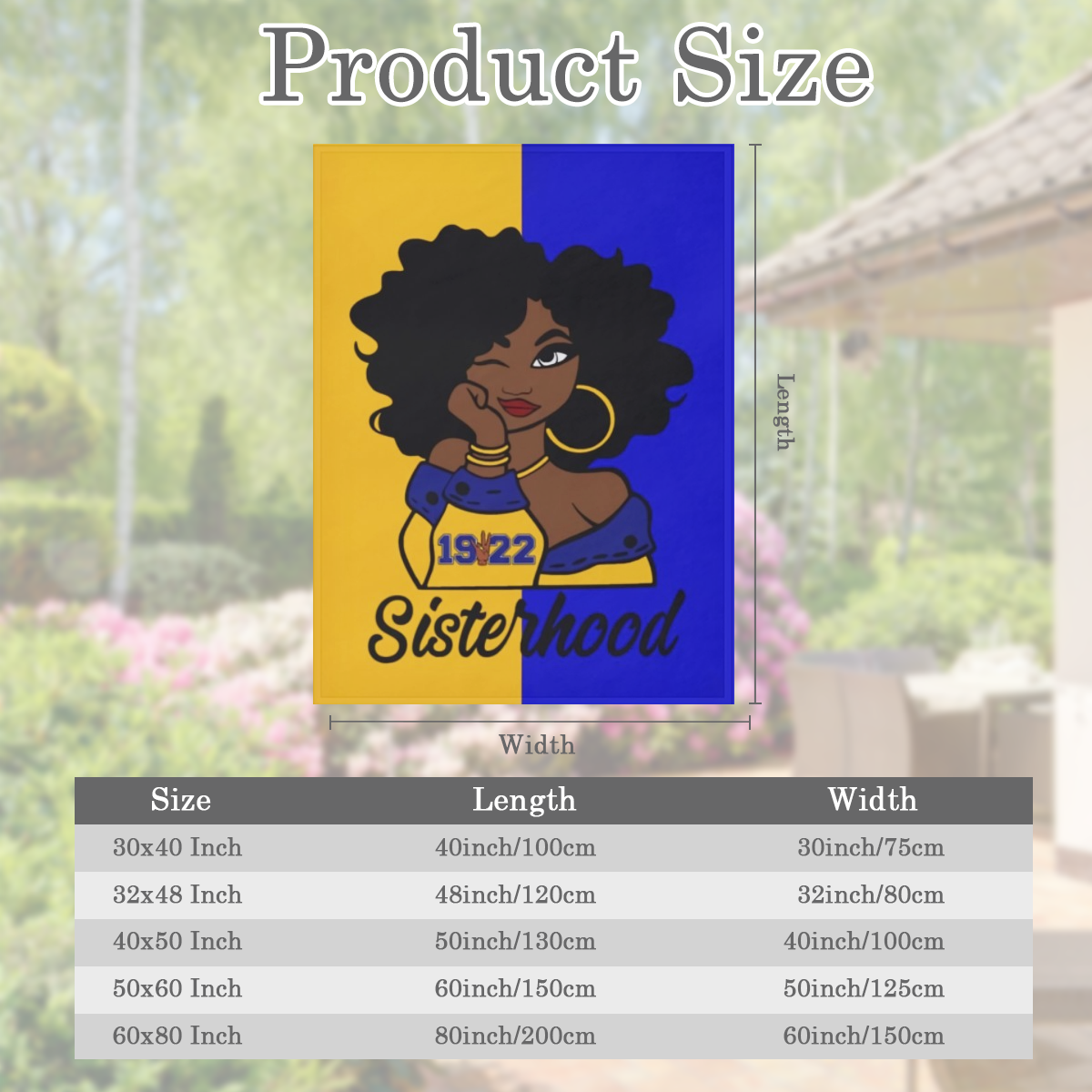 1 PC Sigma Gamma Rho Women' s Brotherhood Digital Printing Flange Plush Lunch Blanket with Blue and Yellow Accents, Soft Sand Bed Hair Products